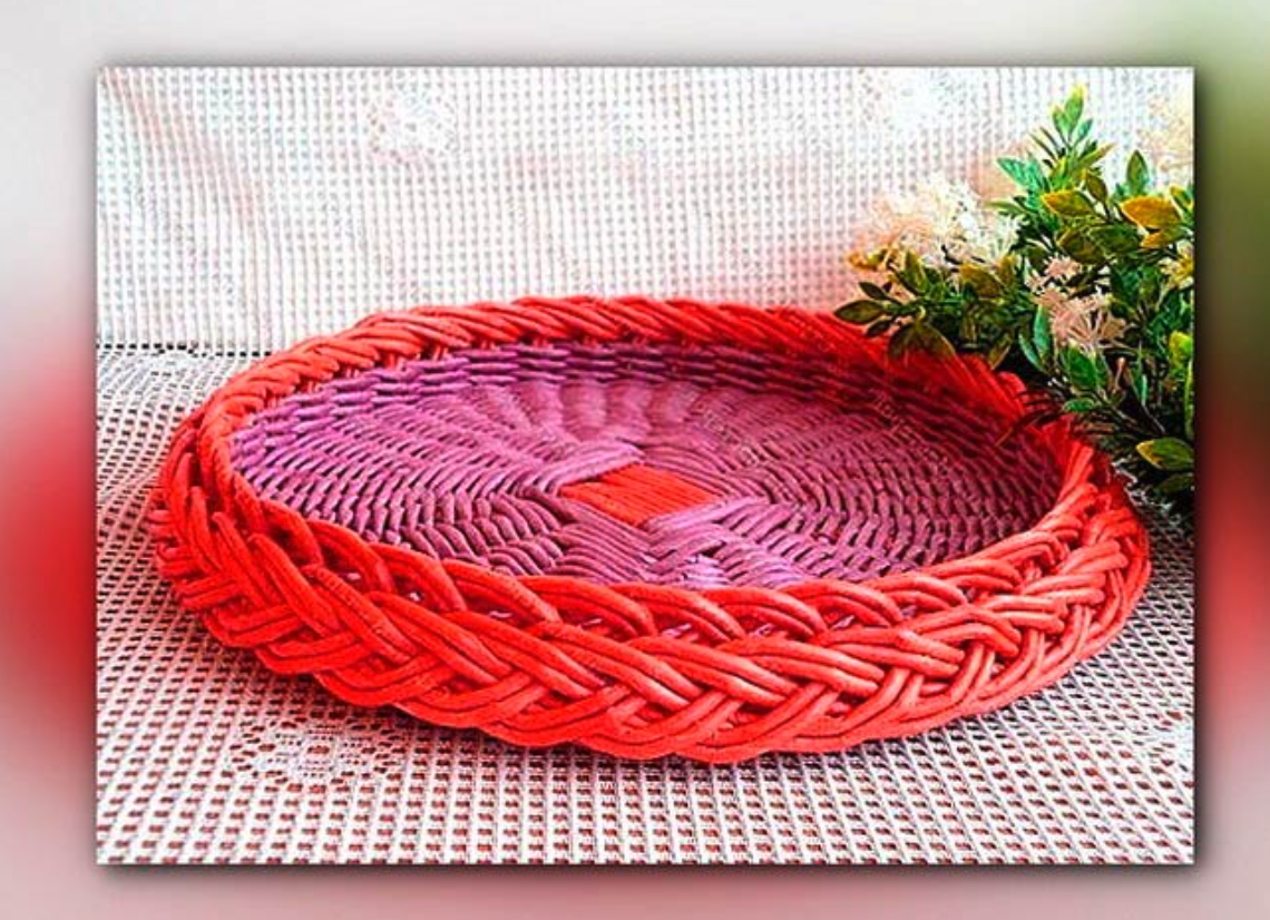 Готовый край плетёного изделия из бумажной лозы